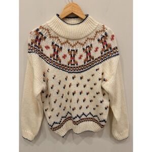 Vintage Jamie Scott Hand Knit Sweater Medium Ramie Fair Isle Korea